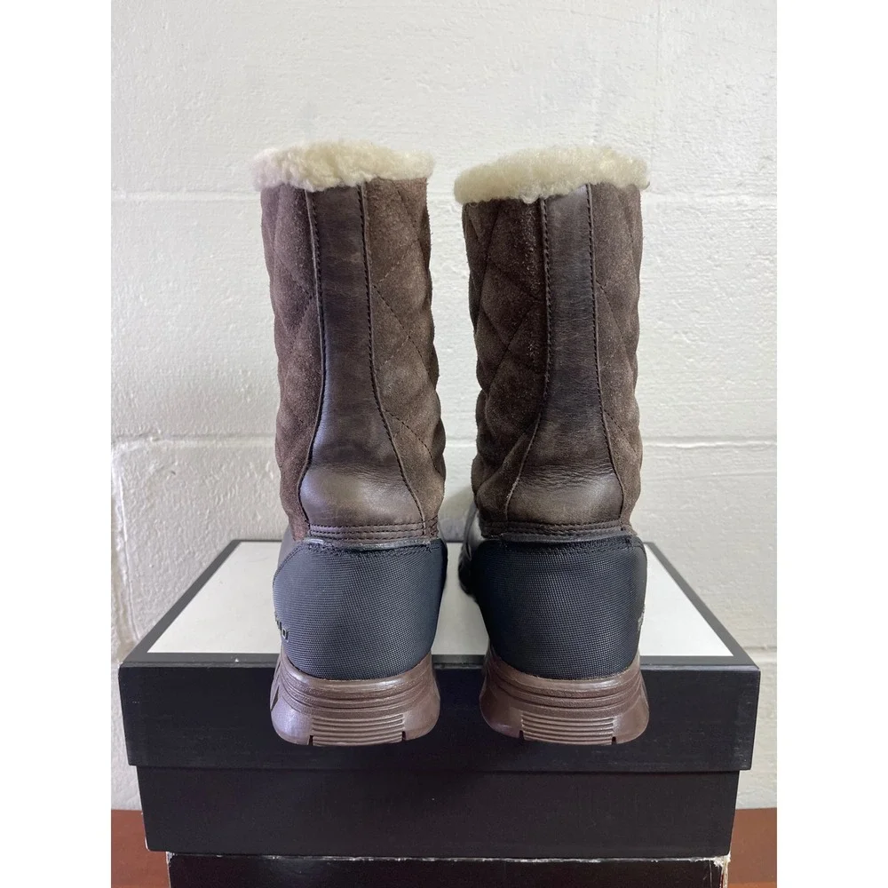 Polo Ralph Lauren Elias Brown Leather Shearling Quilted Boots Men's 10.5 D